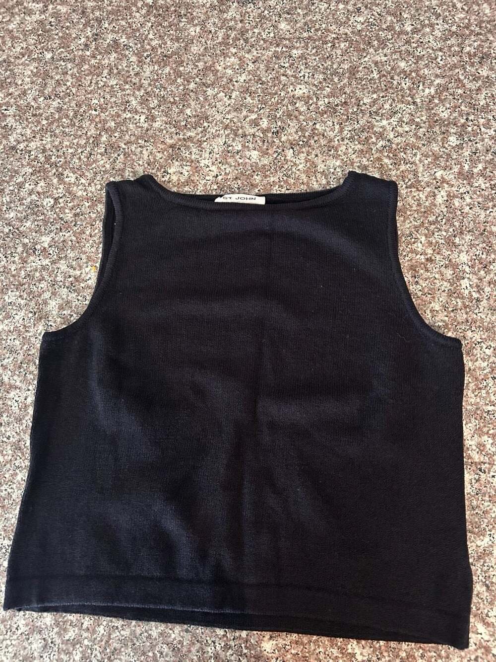 St. John Knit Tank Top Size S Black Sleeveless Boatneck